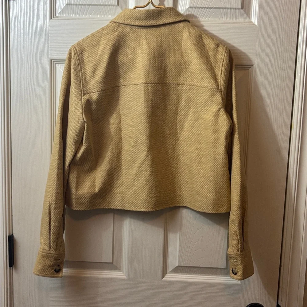 Club Monaco Cropped Textured Zip Jacket - Tan - Picture 5 of 11